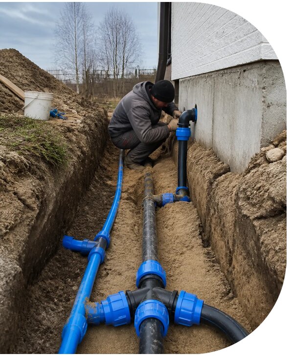 Монтаж наружного водопровода на участке под ключ в Краснокамске